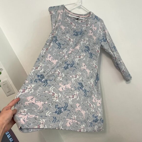 JACLYN INTIMATES Whisperluxe Gray Pink Unicorn 3/4 Sleeve Nightgown Pajamas PJs - Picture 7 of 12